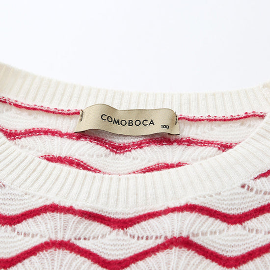 COMOBOCA 100% Cashmere Women's Wave Pattern Knit Sweater