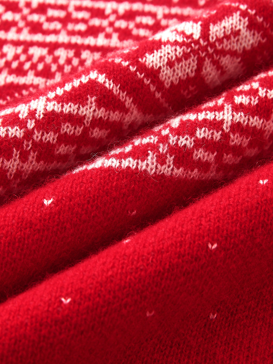 COMOBOCA 100% Cashmere Women's Fair Isle Snowflake Sweater