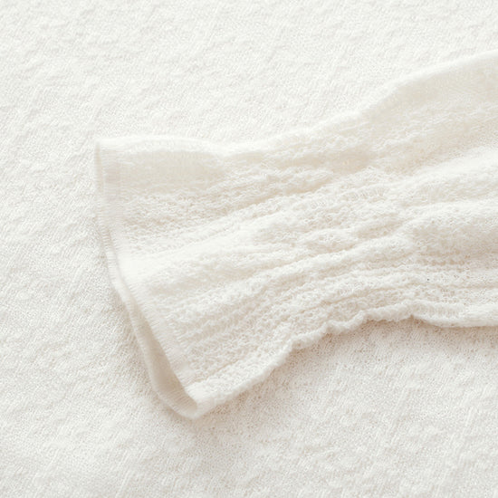 COMOBOCA 100% Wool Women's Ruffled Mock Neck Knit Sweater