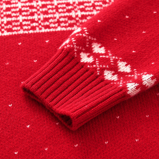 COMOBOCA 100% Cashmere Women's Fair Isle Snowflake Sweater