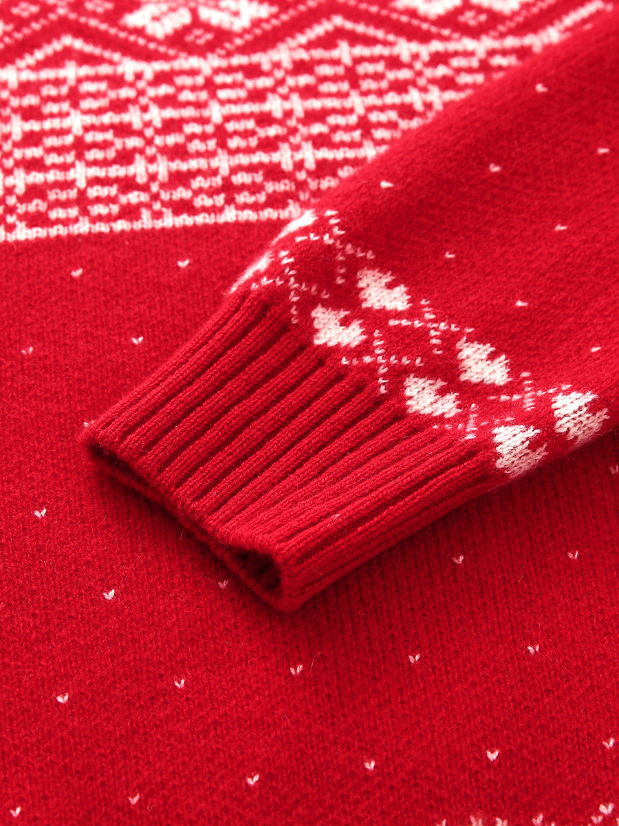 COMOBOCA 100% Cashmere Women's Fair Isle Snowflake Sweater