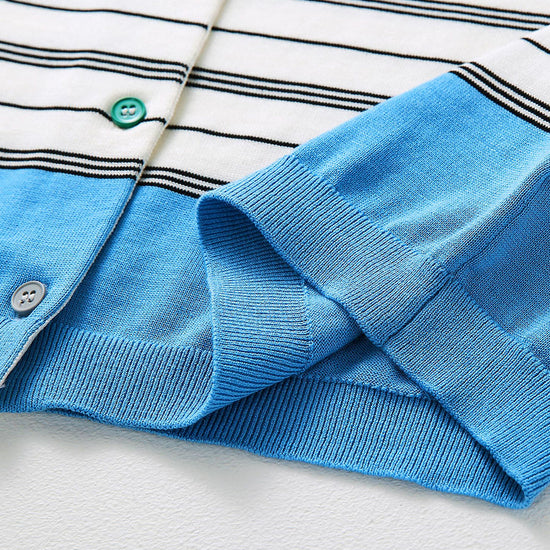 COMOBOCA Women's Striped Color Block Button Front Cardigan