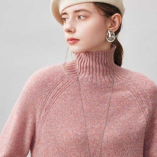 COMOBOCA 100% Cashmere Women's Ribbed Turtleneck Sweater