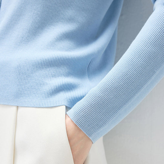 COMOBOCA Women's Ribbed Knit V-Neck Faux Cardigan