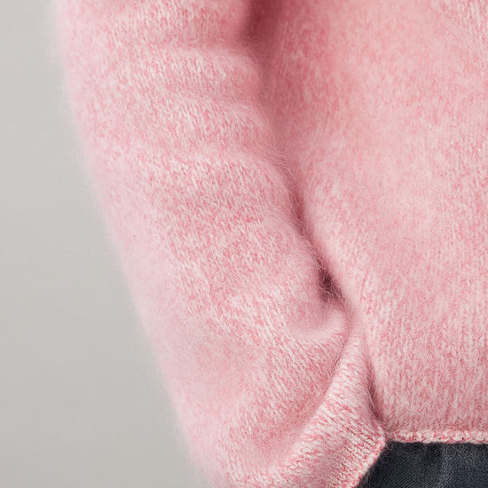 COMOBOCA 100% Wool Women's Fuzzy Round Neck Sweater