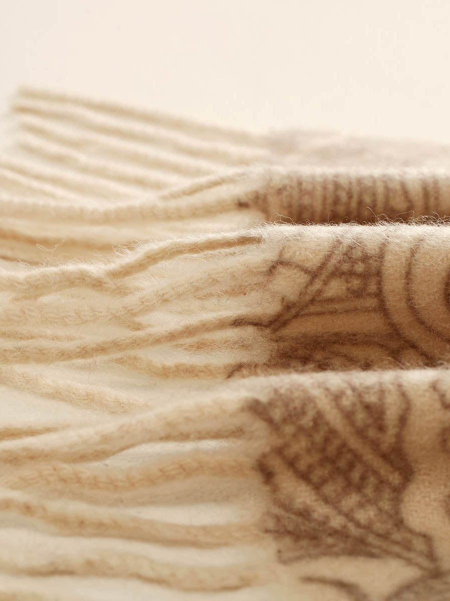 COMOBOCA 100% Cashmere Women's Paisley Pattern Fringed Scarf
