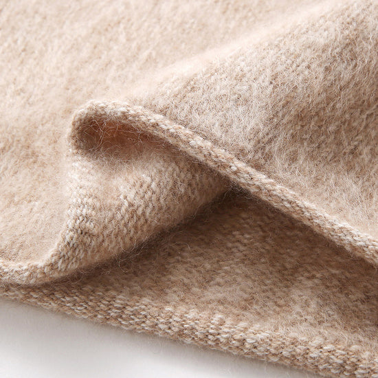 COMOBOCA 100% Wool Women's Fuzzy Round Neck Sweater