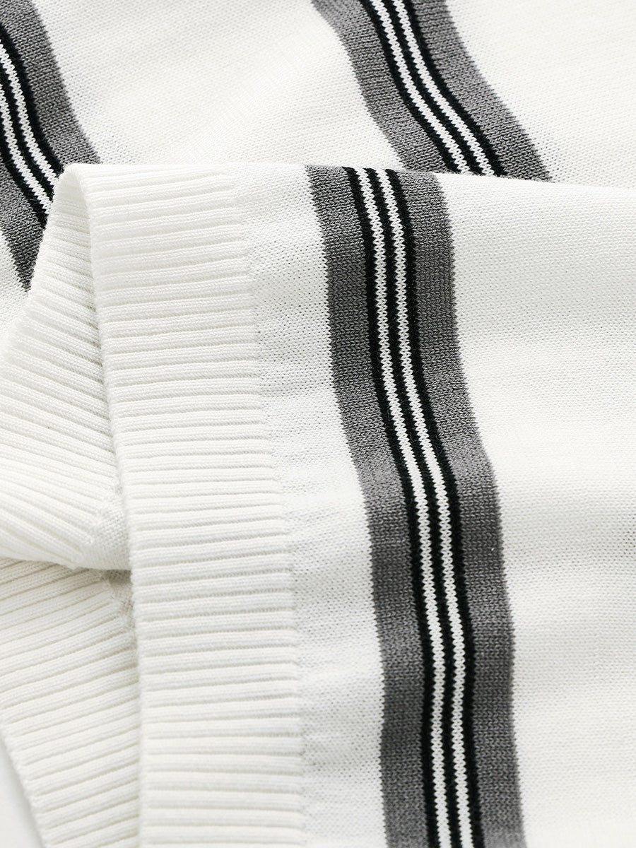 COMOBOCA Women's Striped Round Neck Knit Sweater