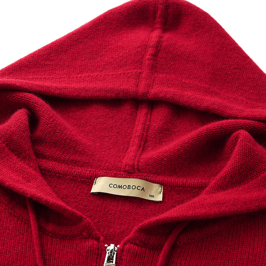 COMOBOCA 100% Cashmere Women's Knit Zip Cardigan Hoodie