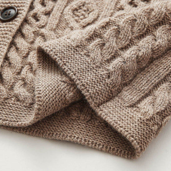 COMOBOCA 100% Wool Women's Cable Knit Button Cardigan