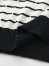 COMOBOCA 100% Cashmere Women's Striped Round Neck Knit Sweater