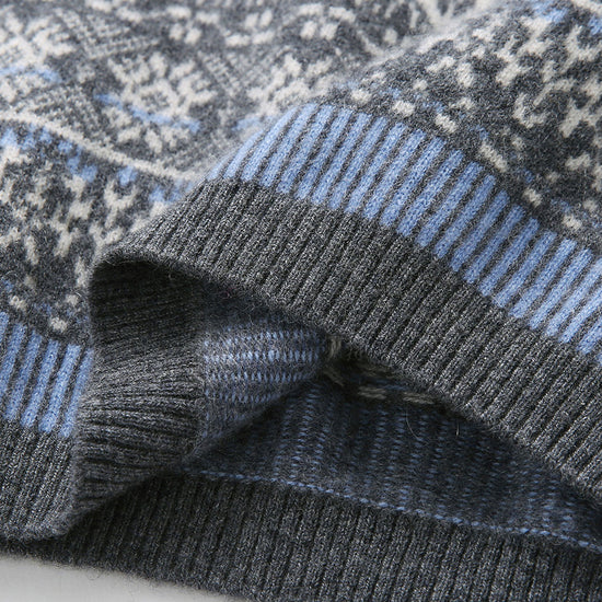 COMOBOCA 100% Cashmere Women's Fair Isle Round Neck Sweater