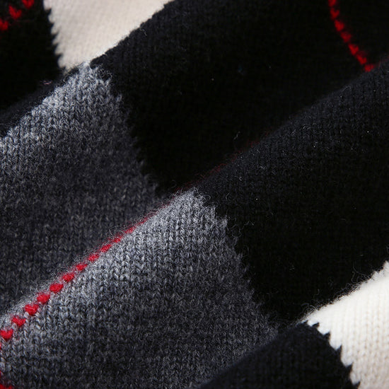 COMOBOCA 100% Wool Women's Argyle Pattern Knit Sweater