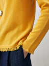 COMOBOCA 100% Cashmere Women's Fringed Hem Floral Sweater