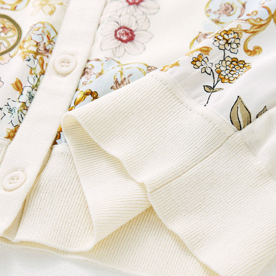 COMOBOCA Women's Printed Panel Knit Cardigan