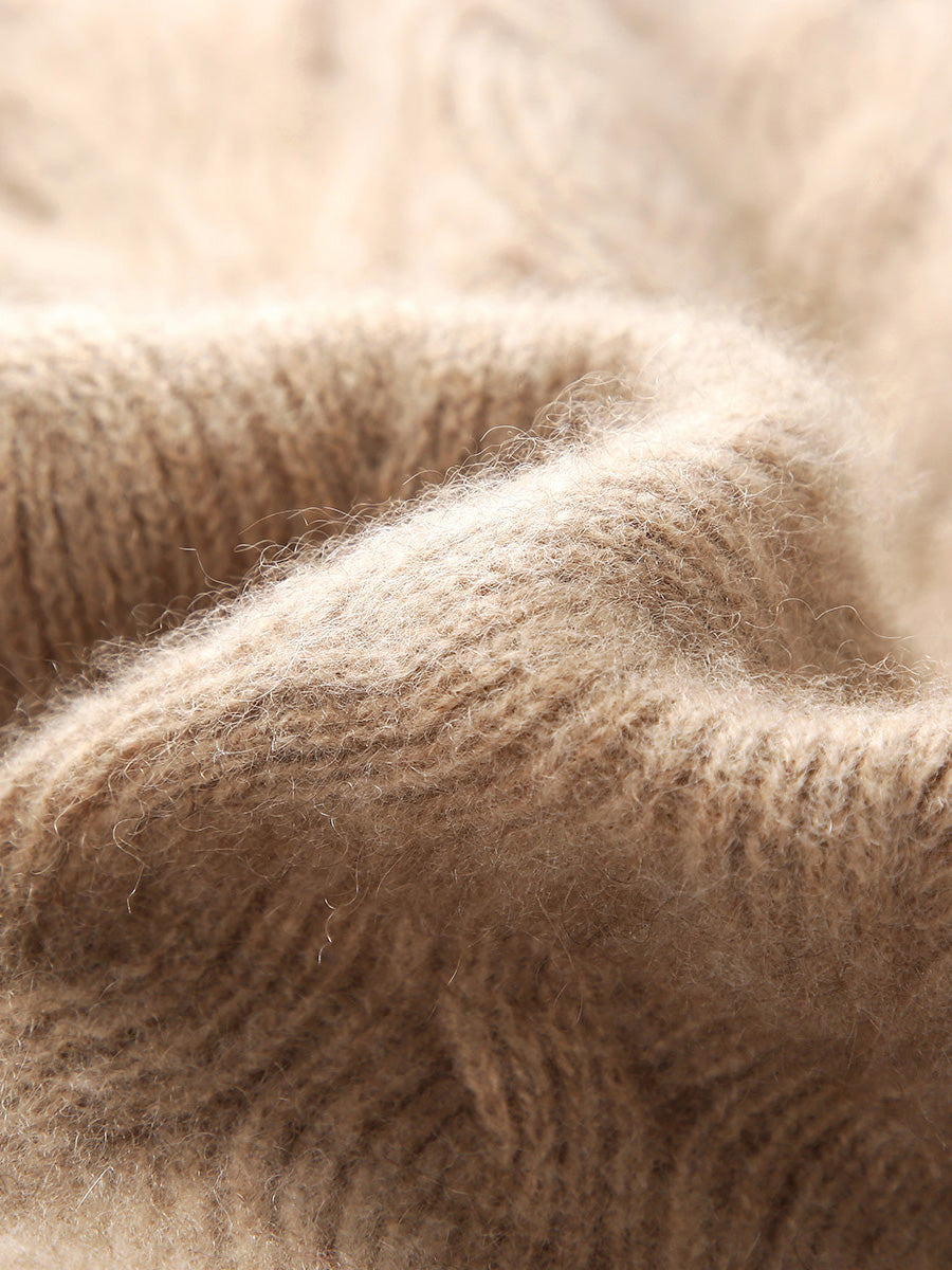 COMOBOCA 100% Cashmere Women's Cable Knit Hooded Sweater