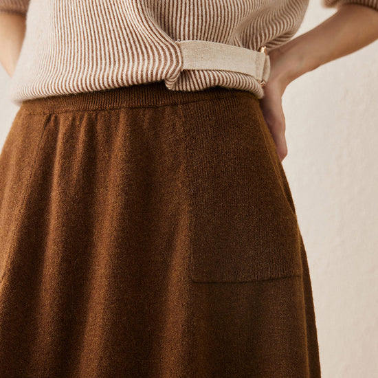 COMOBOCA 100% Cashmere Women's Knit Pleated Skirt