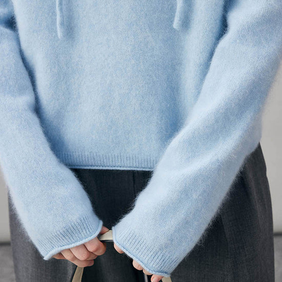COMOBOCA Women's Wool Fuzzy Hooded Sweater