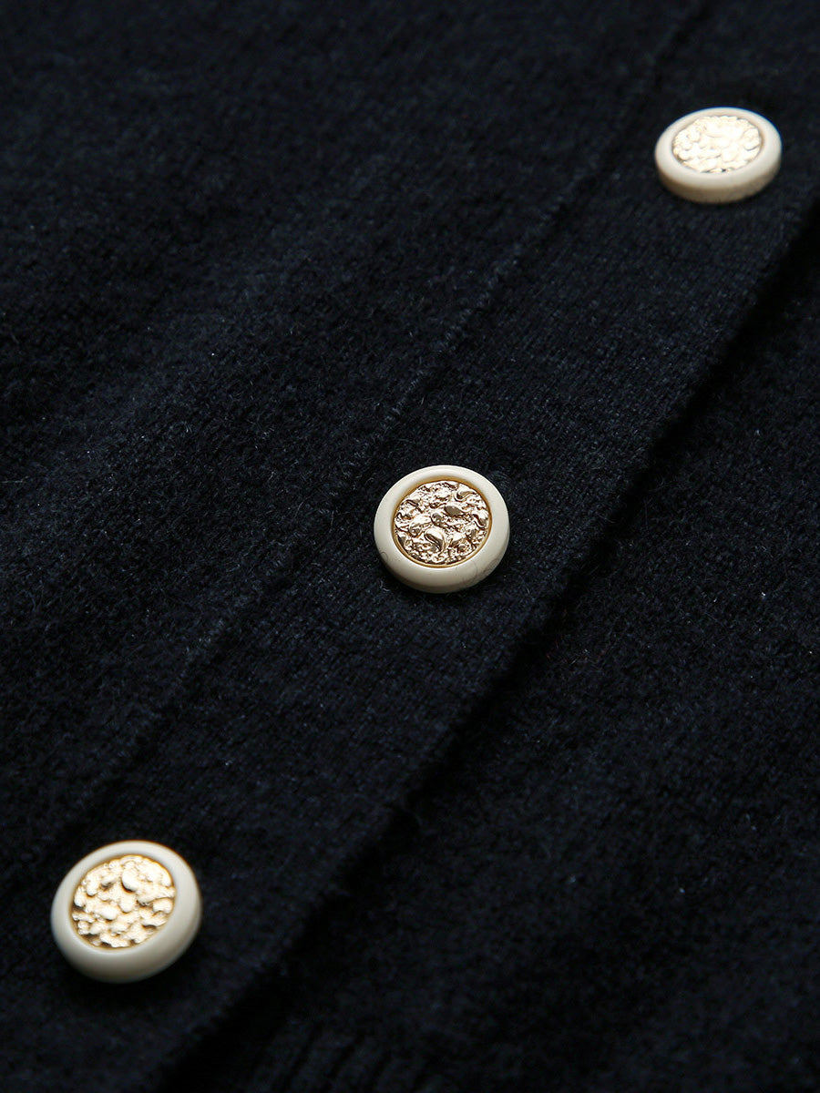 COMOBOCA 100% Cashmere Women's Sailor Collar Cardigan