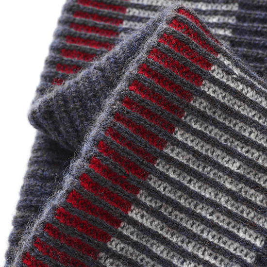 COMOBOCA 100% Wool Men's Striped Ribbed Knit Beanie