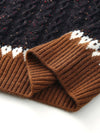 COMOBOCA 100% Cashmere Women's Cable Fair Isle Turtleneck Sweater