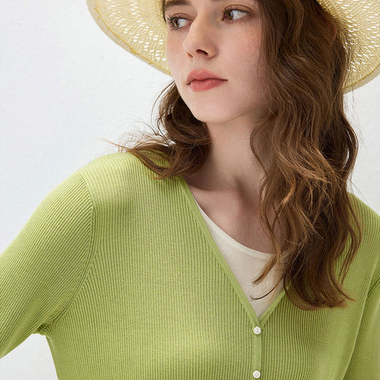 COMOBOCA Women's Ribbed Knit V-Neck Faux Cardigan