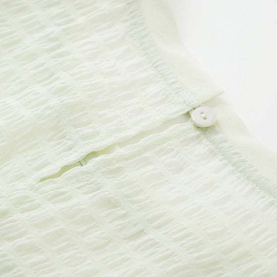 COMOBOCA Women's Crinkle Textured Blouse with Button Closure