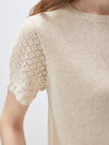 COMOBOCA Women's Lace Trim Knit T-Shirt