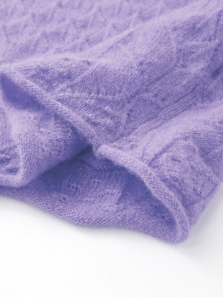 COMOBOCA 100% Cashmere Women's Diamond Pattern Pullover Sweater