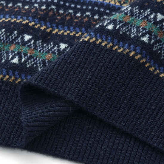 COMOBOCA 100% Cashmere Women's Fair Isle Turtleneck Sweater