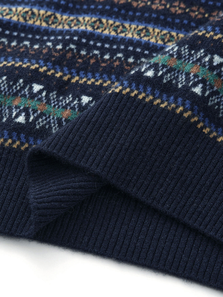 COMOBOCA 100% Cashmere Women's Fair Isle Turtleneck Sweater