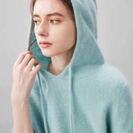 COMOBOCA Women's Wool Fuzzy Hooded Sweater
