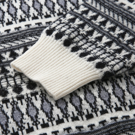 COMOBOCA 100% Cashmere Women's Fair Isle Double Zip Hoodie