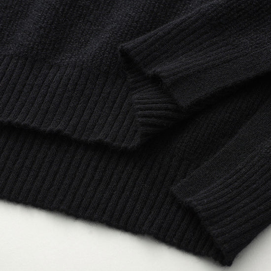 COMOBOCA 100% Cashmere Women's Striped Sleeve Round Neck Sweater