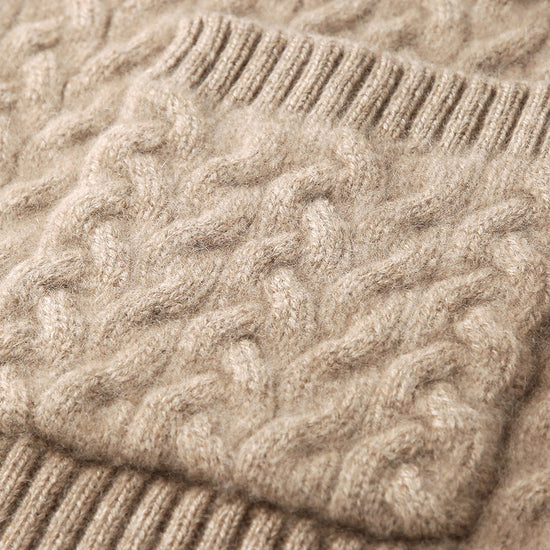 COMOBOCA 100% Cashmere Women's Cable Knit Pocket Cardigan