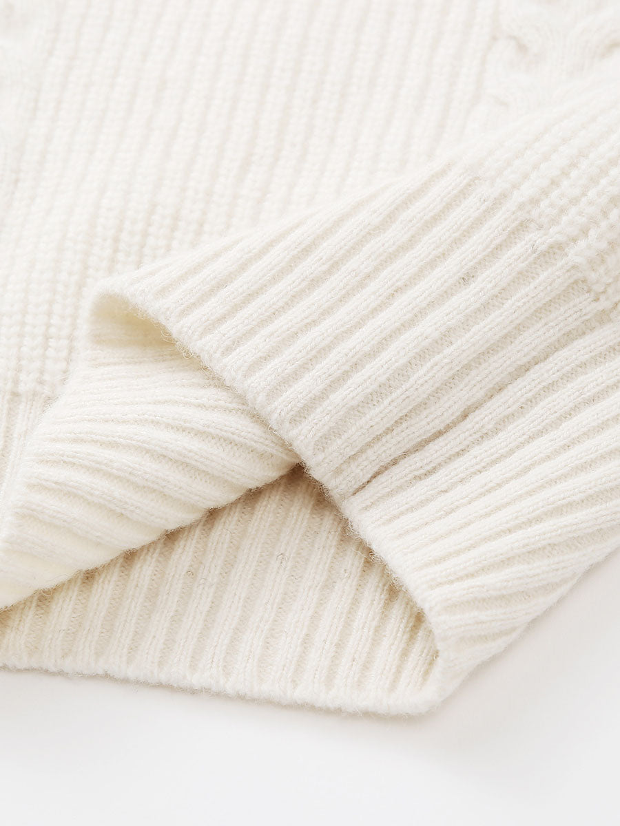 COMOBOCA 100% Wool Women's Cardigan Cable Knit Hoodie