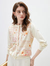 COMOBOCA Women's Printed Panel Knit Cardigan