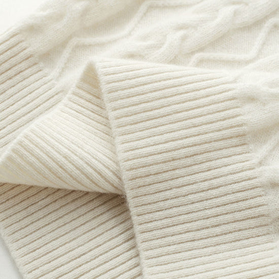 COMOBOCA 100% Wool Kids' Cable Knit Round Neck Sweater