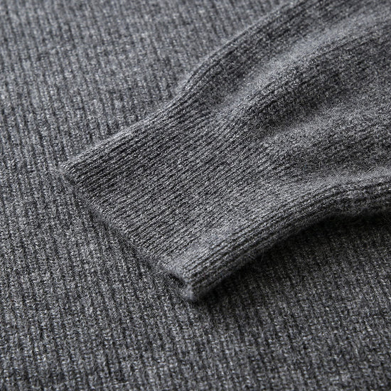 COMOBOCA 100% Cashmere Women's Zip-Up Ribbed Hoodie