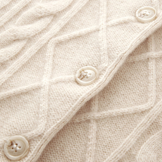 COMOBOCA 100% Cashmere Women's Cable Mock Neck Knit Cardigan