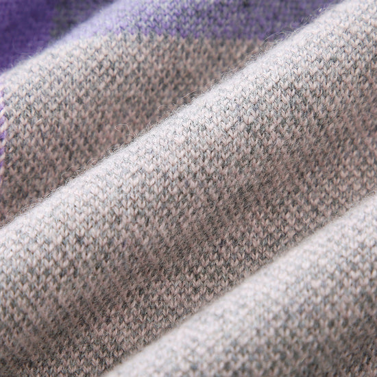 COMOBOCA 100% Cashmere Women's Color Block Plaid Sweater