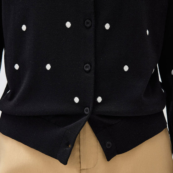 COMOBOCA Women's Lyocell Polka Dot Knit Cardigan