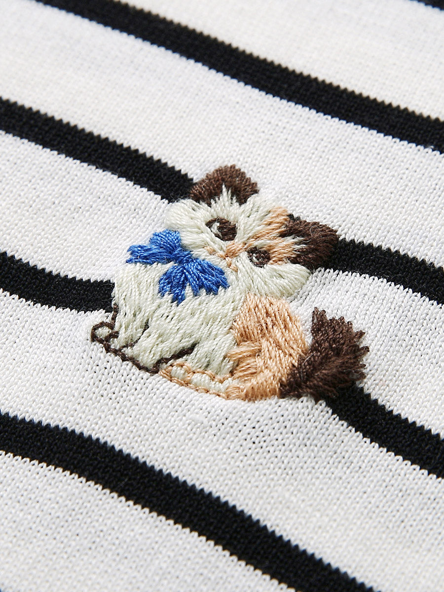 COMOBOCA Women's Striped Henley Button Knit Sweater