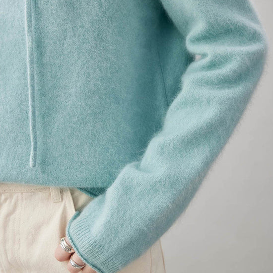COMOBOCA Women's Wool Fuzzy Hooded Sweater