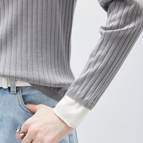 COMOBOCA Women's Layered Ribbed Knit Hooded Henley Top