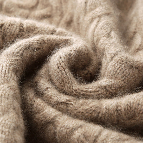 COMOBOCA 100% Cashmere Women's Cable Knit Pocket Cardigan