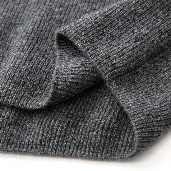 COMOBOCA 100% Cashmere Women's Zip-Up Ribbed Hoodie