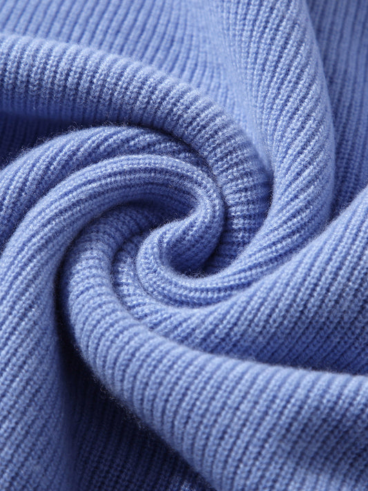 COMOBOCA 100% Wool Women's Contrast Sleeve Sweater