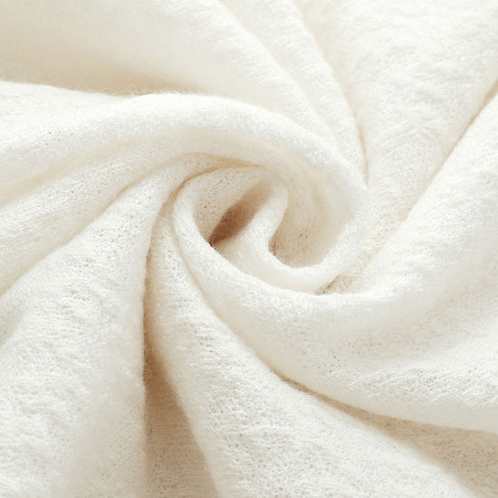 COMOBOCA 100% Wool Women's Ruffled Mock Neck Knit Sweater