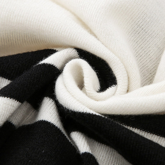 COMOBOCA 100% Wool Women's Striped Zip-Up Cardigan